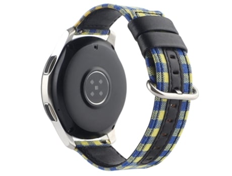 Correa de nailon con hebilla ovalada para Samsung Galaxy Watch 5 40mm/Watch 5 44mm/Watch 5 Pro 45mm - azul/cuadros amarillos
