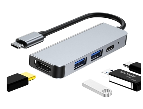 Estación de acoplamiento USB C 4 en 1 Hub Adaptador USB C para Macbook Mac Pro Mac Mini Ima Grey