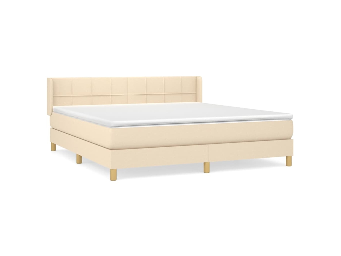 Maison Exclusive - Cama Box Spring Con Colchón Tela Color Crema 180x200 Cm