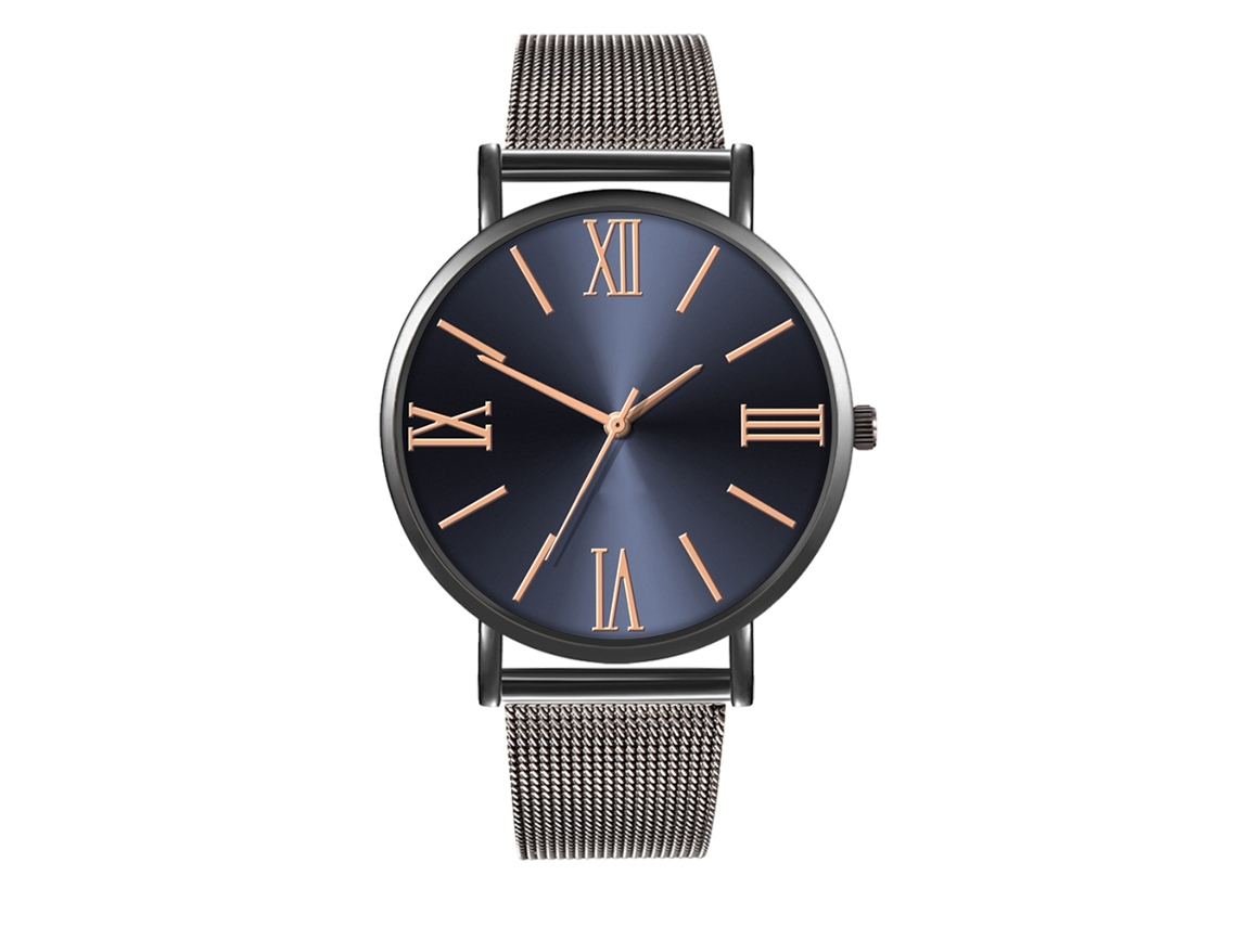 Reloj De Moda Para Hombre Y Mujer, Correa De Malla, Esfera Redonda, Cuarzo, Para Parejas (3)