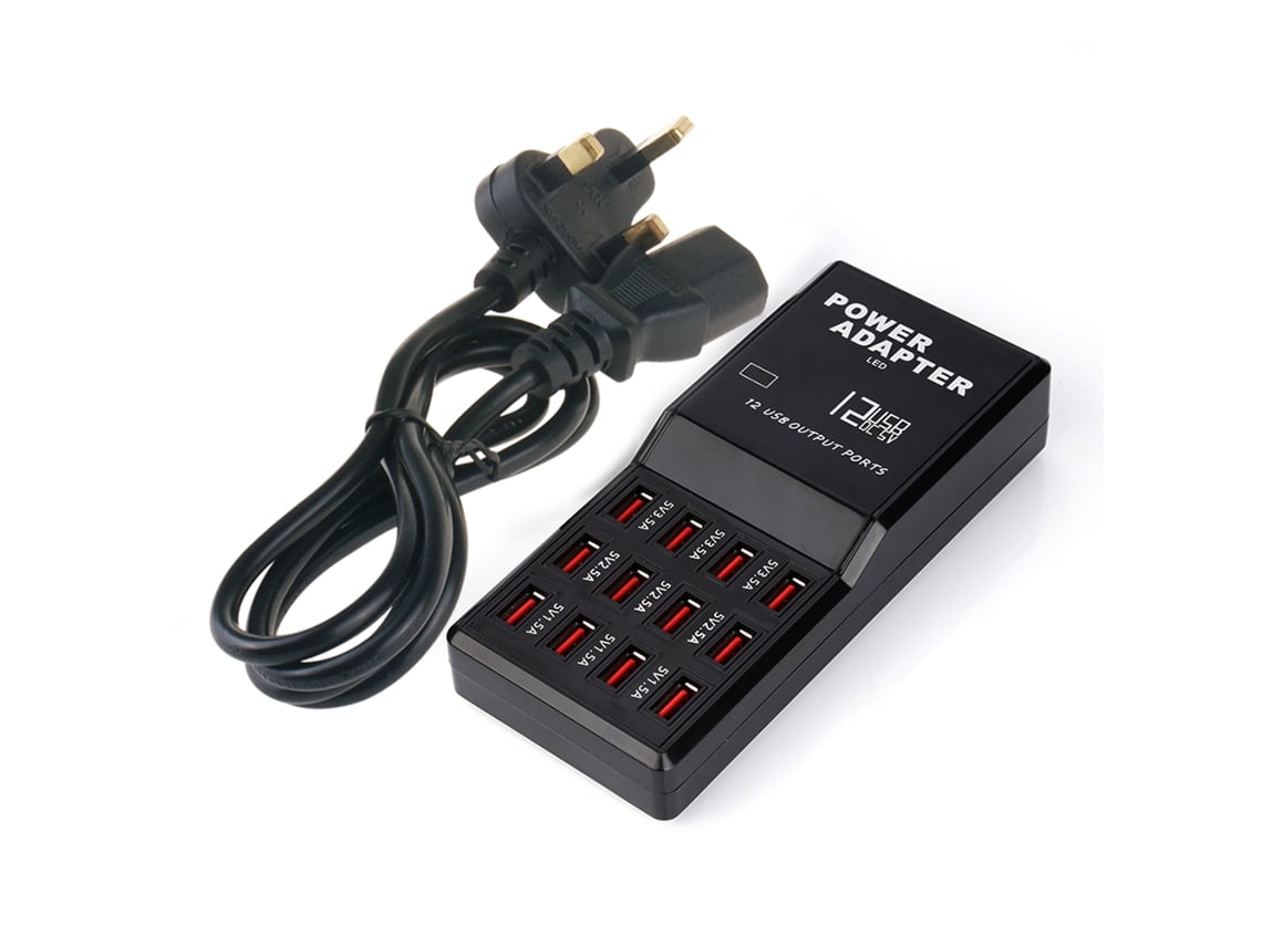 Estación De Carga Usb De 12 Puertos Con Carga Rápida Adaptador De Corriente 5v 12a