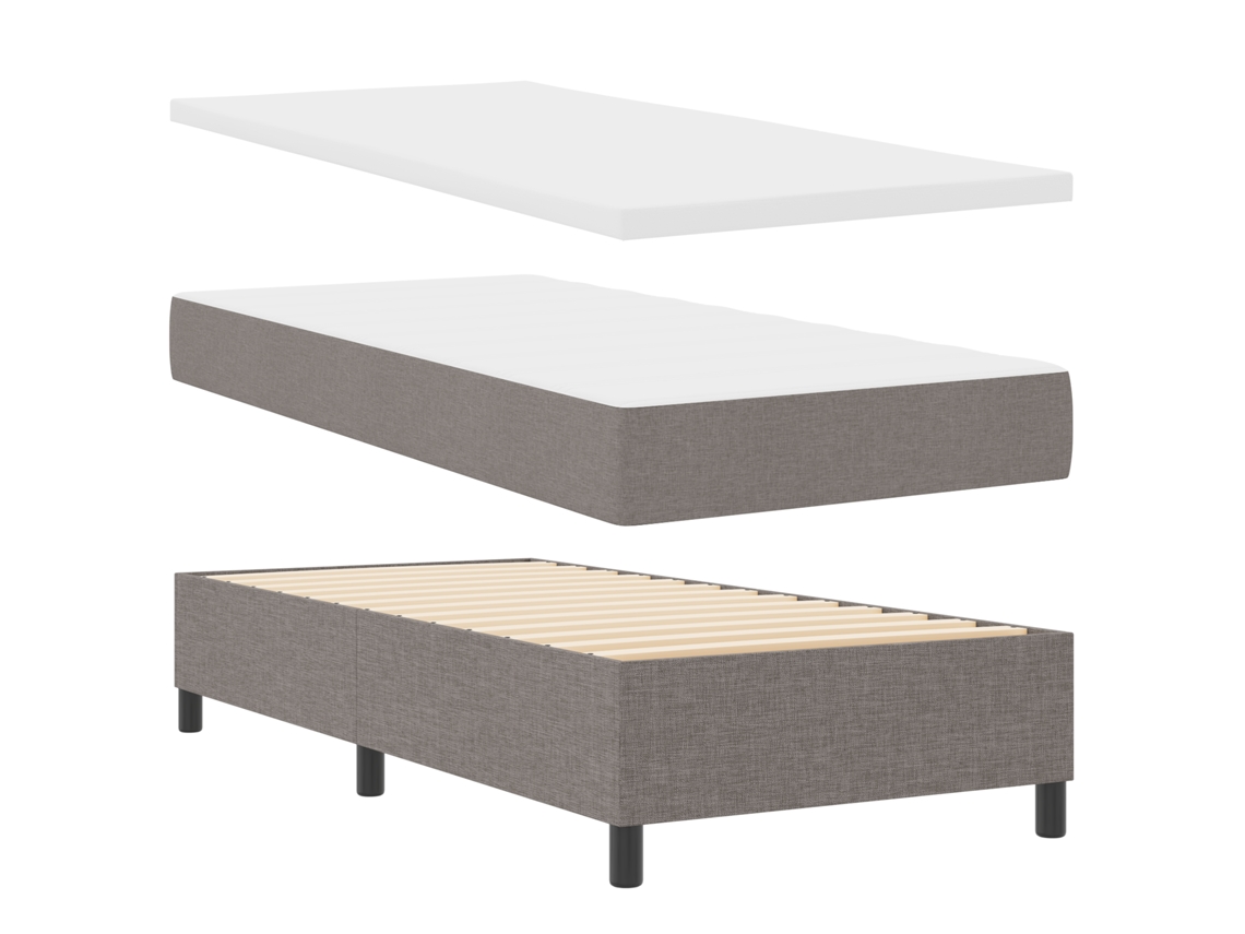 Cama Bospring Con Colchón Y Banco Taupe Tela Vidaxl Gris Fabric (90x190 Cm)