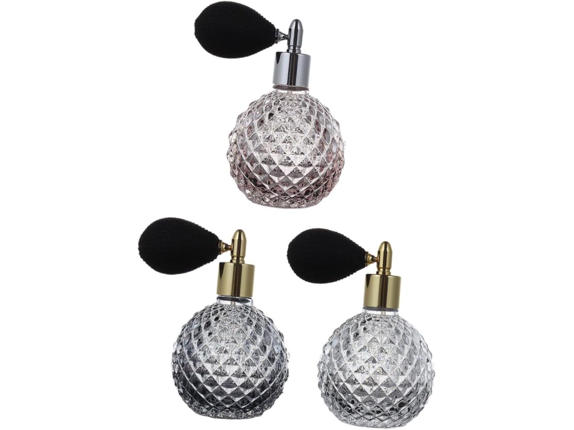 Lot De 3 Frascos Parfum Verre Rétro 100 Ml, Recargables, Motif Sculpté, Pour Huiles Essentielles