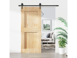 Puerta Corredera Con Herrajes Madera Maciza De Pino 90x210 Cm