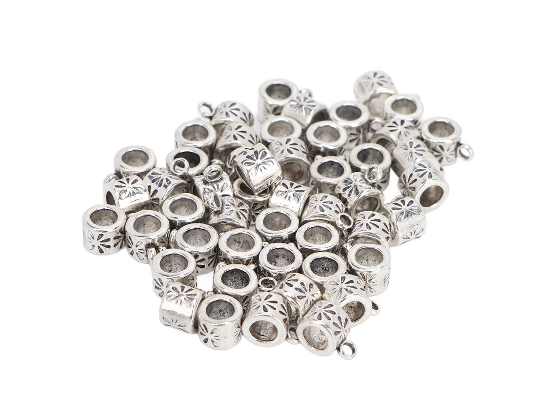 50 Perlas De Plata Antigua Para Decoración De Barba Y Trenzas, Accesorios De Pelo Y Joyería Diy