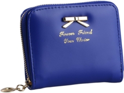 Cartera De Mujer En Cuero Pu - Monedero Y Tarjetero Moderno - Azul Oscuro