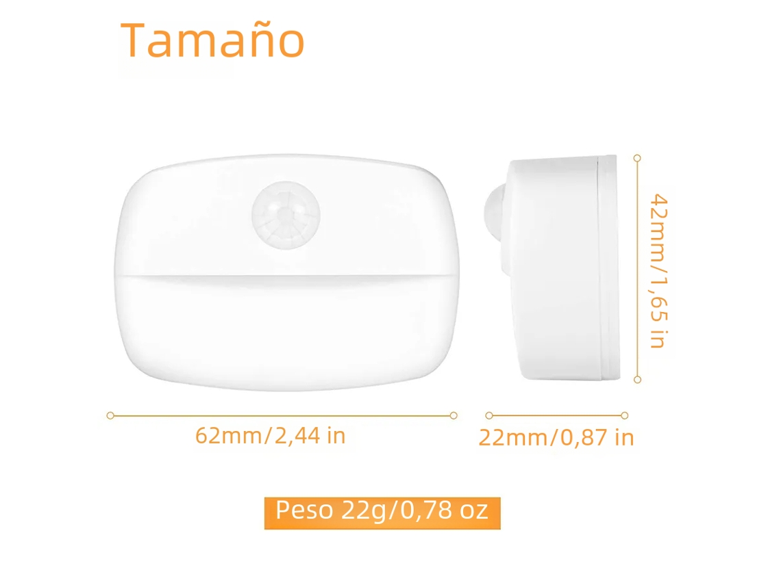 (luz Cálida De 3 Piezas) Luz Nocturna Led Inteligente Con Sensor De Cuerpo Humano Pir