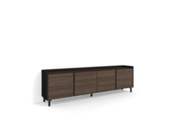 Mueble para TV, 207x35x61cm, para televisores de hasta 80'', diseño industrial, roble oscuro y negro.