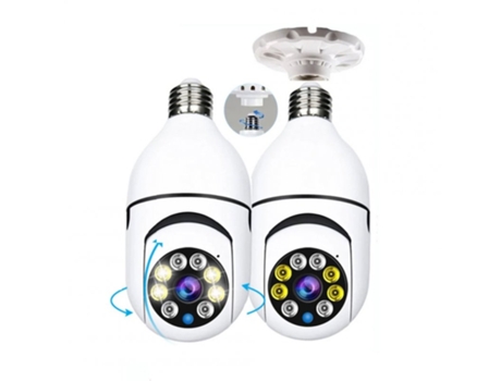 Metal E27 Cámara de vigilancia Wifi Visión nocturna Monitor de seguridad Blanco