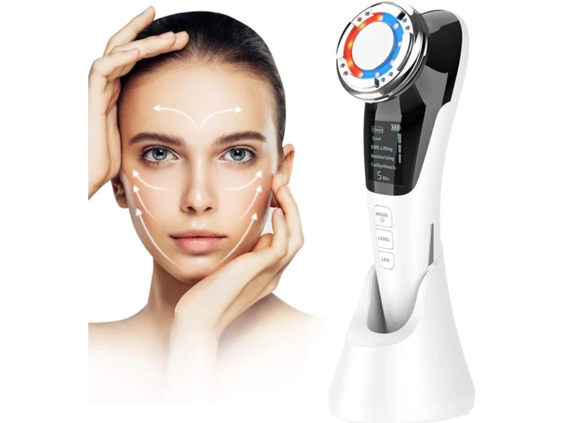 Instrumento de belleza facial antiarrugas, antiedad, multifuncional 5 en 1 con función de frío y calor, color blanco Yizhood