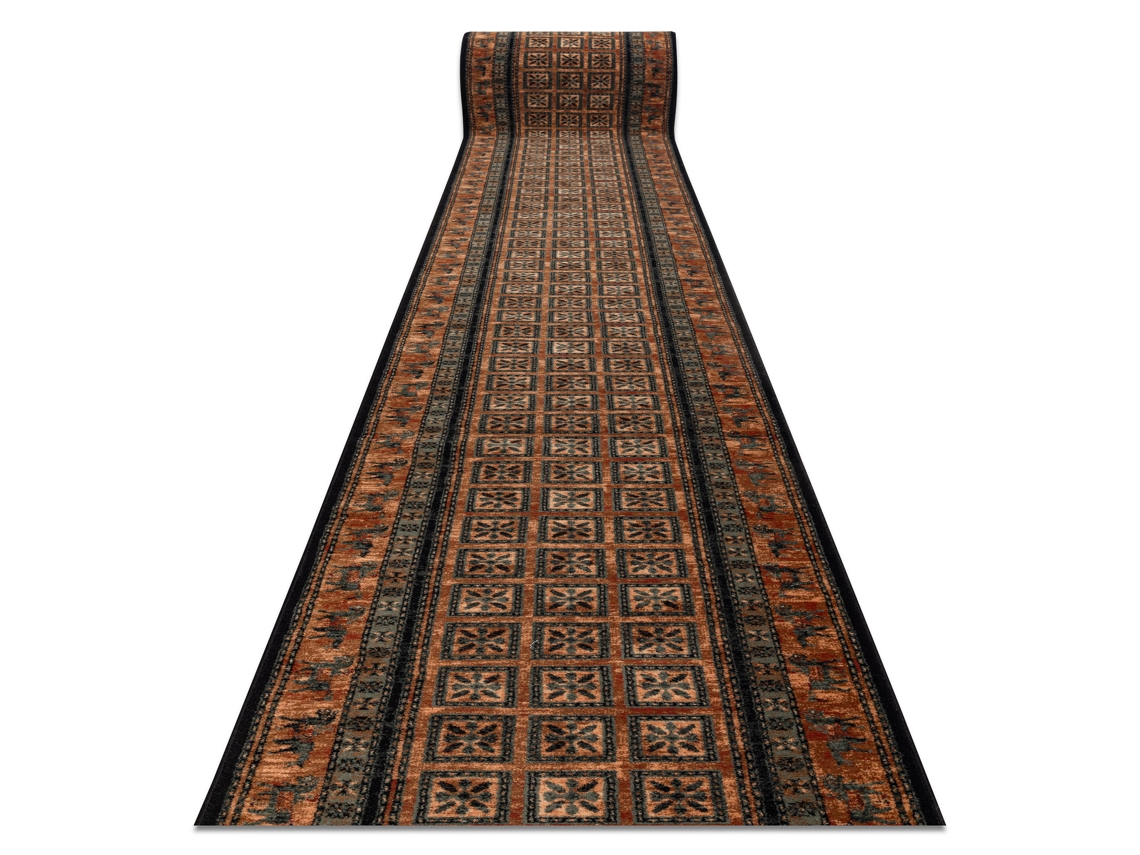 Alfombra De Pasillo Lana Kashqai 4301/500 Oriental, Marco Verde / Beige 67cm
