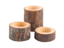 Juego de 3 portavelas de madera para fiestas y eventos