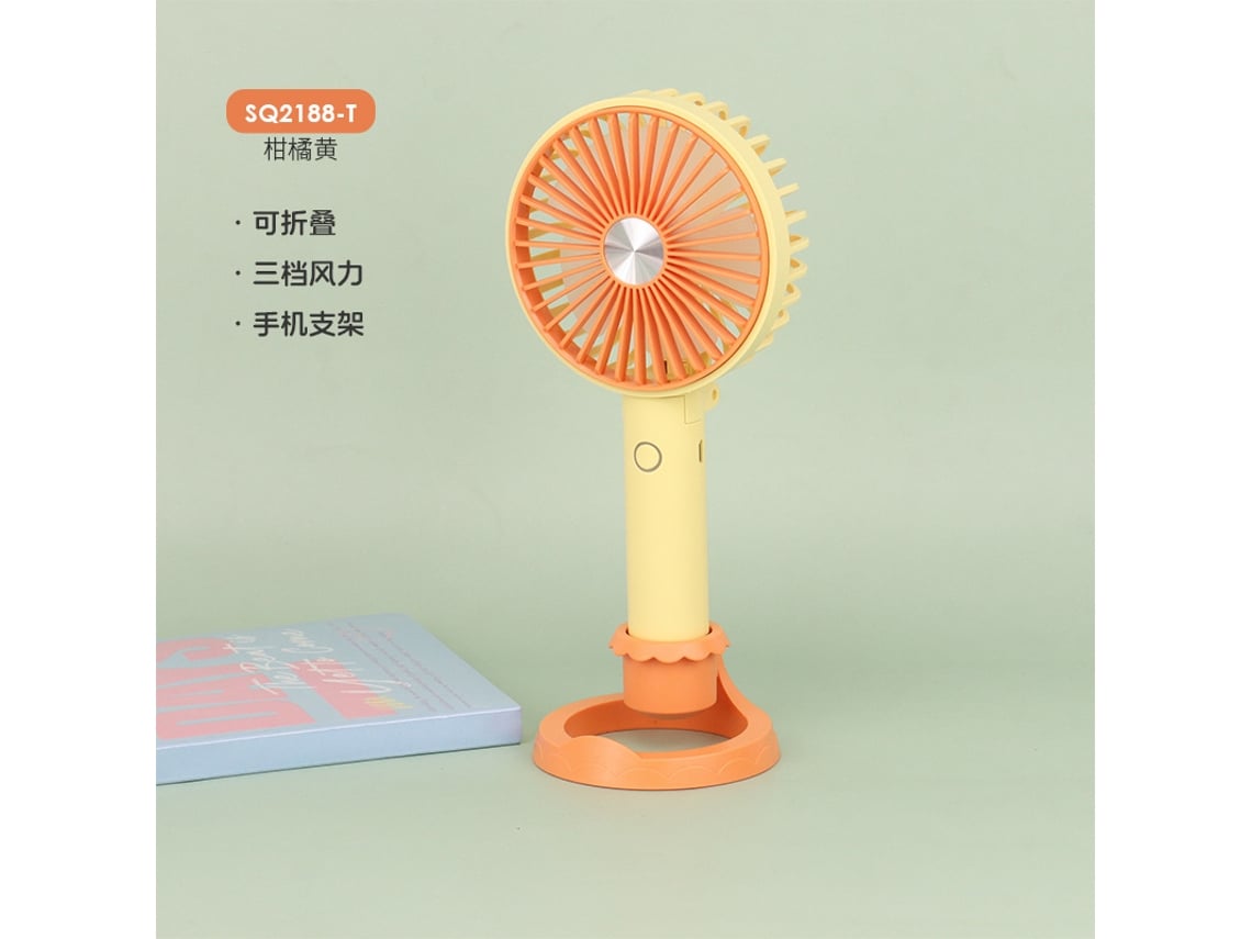 Ventilador De Mano (amarillo), 3 Velocidades, Recargable Por Usb, Plegable, Ideal Para Viajes Y Camping.