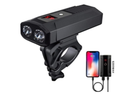 Faro delantero para bicicleta de 2400 lúmenes, IP65, con batería externa USB, color negro, Yizhood