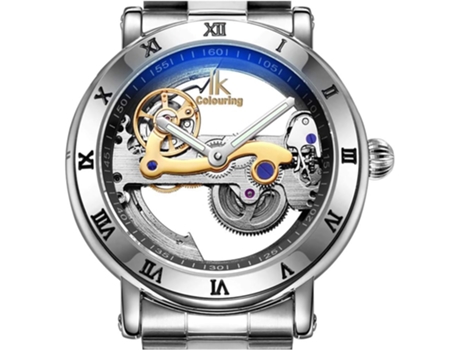 VEANXIN Steampunk Automático Esqueleto Automático Hueco Relojes Mecánicos Impermeables-Plata