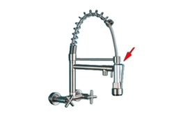 Grifo de cocina de pared con rotación de 360 grados y rociador extraíble de alta presión, níquel cepillado R OEM