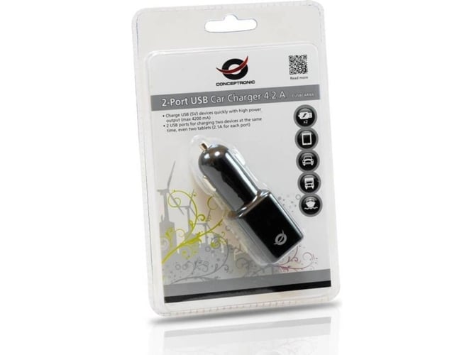 Cargador CONCEPTRONIC (Universal - USB - Negro)