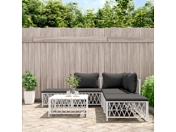 Conjunto de salón de jardín de 6 piezas con cojines, acero blanco, Dkd Home Decor