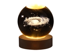 2026-lámpara De Noche De Cristal 3d Con Base De Madera, Esfera Luminosa Grabada Internamente Para Decoración Hogar