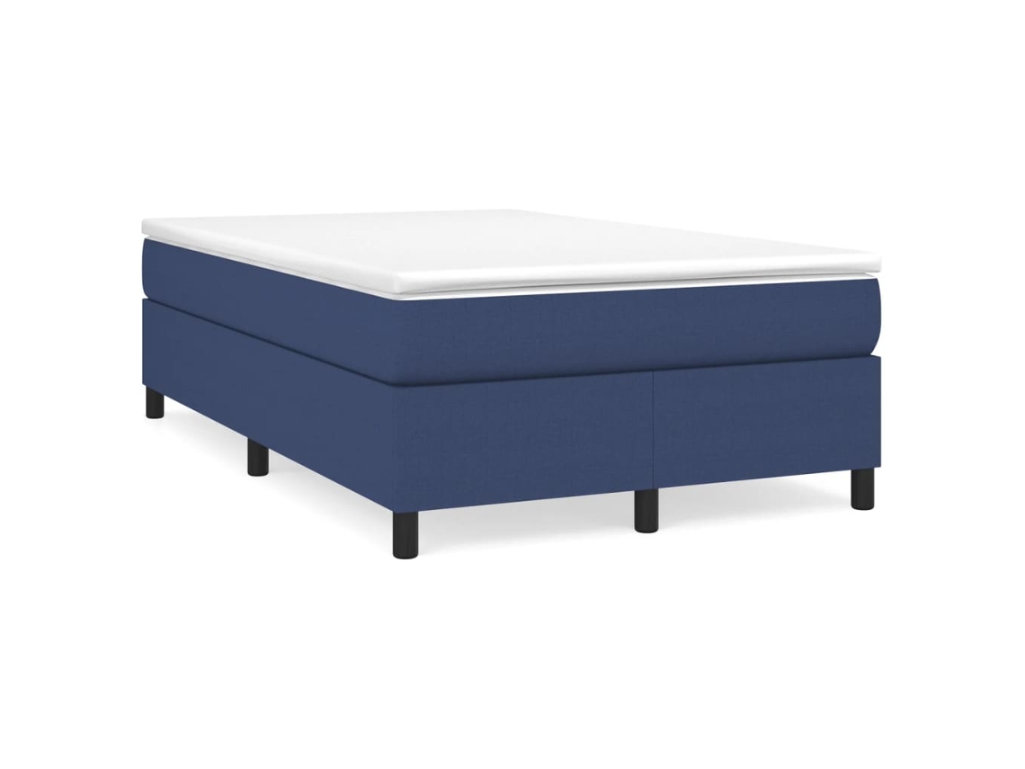 Cama Box Spring Con Colchón Tela Azul 120x190 Cm