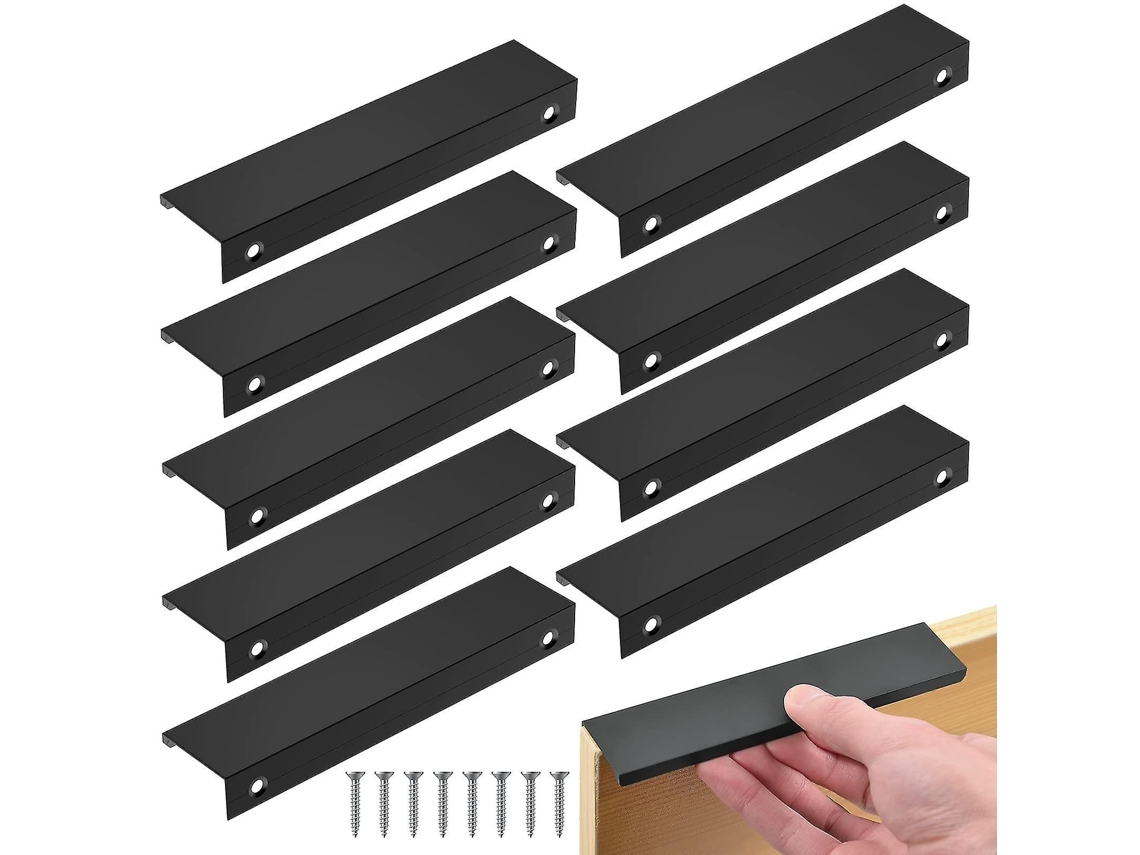 Mango De Cocina Negro Invisible 10 Piezas Aluminio 128mm Para Armarios Cajones Oficinas Gabinetes