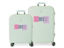 Conjunto de Maletas de Viaje ENSO Cute Girl Verde (48x70x28cm - 37L / 79 L )