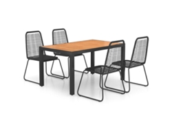 Conjunto 5 de comedor de jardín de VIDAXL PVC ratán negro y marrón
