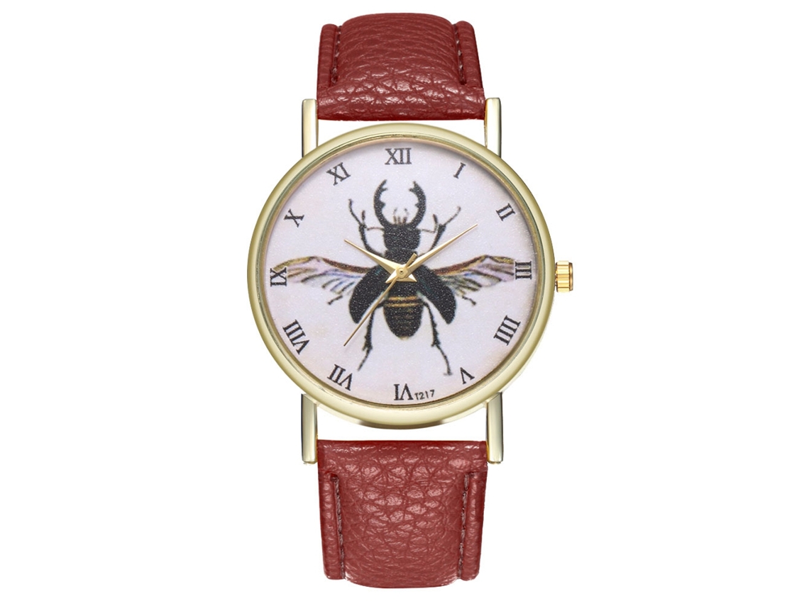 Reloj De Pulsera De Moda Para Parejas Con Correa De Poliuretano Y Movimiento De Cuarzo (marrón)