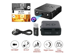 Minicámara espía oculta HD 1080p para seguridad del hogar, visión nocturna, infrarrojos, detección de movimiento y grabación en bucle.