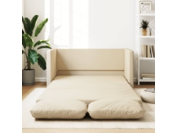 Sofá Cama De Suelo 2 En 1 Tela Crema 112x174x55 Cm