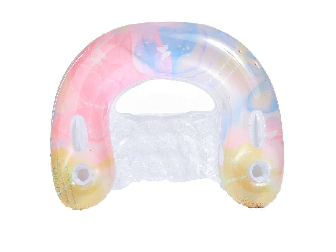 Silla Hinchable Para Piscina Con Portavasos Y Respaldo Juguete Para Fiestas En La Piscina Rosa-amarillo Siurn