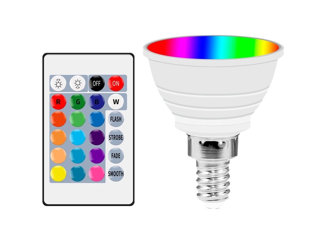 Foco con mando a distancia, LED RGB, cambio de color, regulable, bombilla blanca cálida con función de sincronización y temporización para D