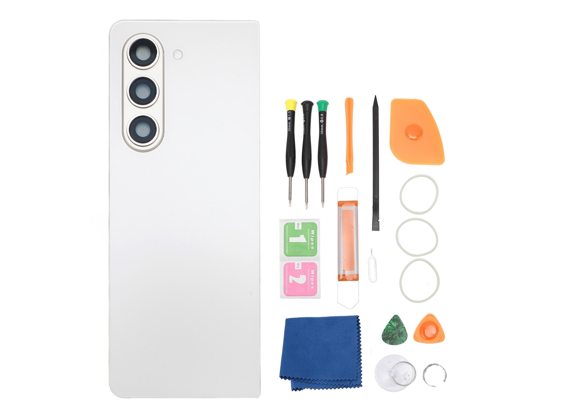 Capa De Vidro Traseira Para Galaxy Z Fold 5 5g F946 Branco Com Lente Câmera Fita Pré-instalada E Ferramentas De Reparo