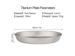 Plato Ultraligero De Titanio De 700 Ml Para Camping, Senderismo, Picnic, Barbacoa, Sartén De Titanio