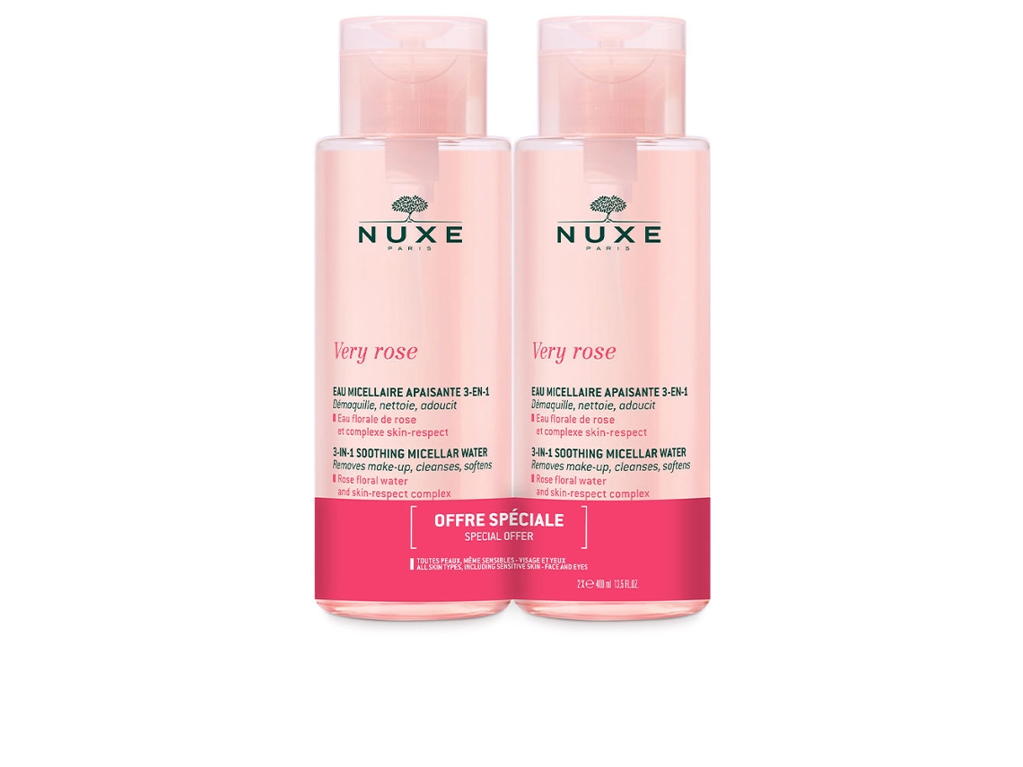 Agua Micelar NUXE Very Rose Eau Micellaire Apaisante 3 en 1 (2x400 ml)