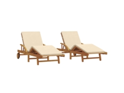 Juego de 2 tumbonas Vidaxl en madera maciza de acacia beige
