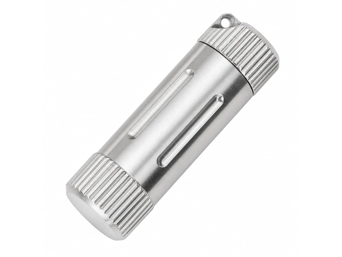 Porta-comprimidos Polski Titânio Prateado 12x12x36mm 1 Un Selado Impermeável Mini 7g Para Viagem E Chaveiro