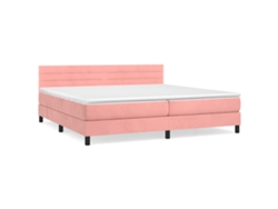 Maison Exclusive - Cama Box Spring Con Colchón Terciopelo Rosa 200x200 Cm