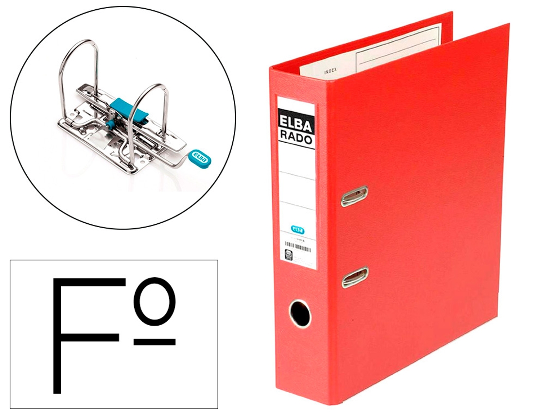 Archivador De Palanca ELBA Chic Carton Forrado Pvc Con Rado Folio Lomo De 80 Mm Rojo