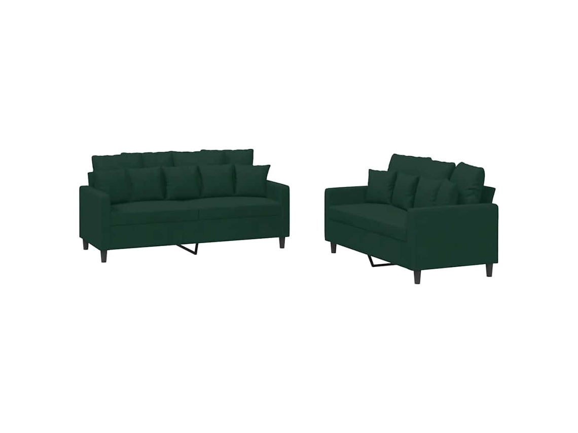 Maison Exclusive - Juego De Sofás Con Cojines 2 Piezas Terciopelo Verde Oscuro