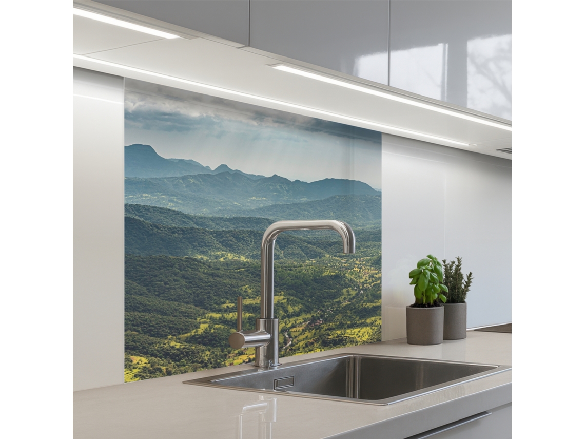 Salpicaderos De Cocina Paisaje - Valle - Verde 80x80 Cm
