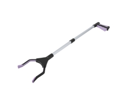 Pinzas de basura plegables multifuncionales de mango largo, herramientas de limpieza de basura con mango morado y tubo plateado