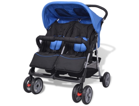 vidaXL Carrito para gemelos de acero azul y negro