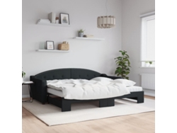 Sofá Cama Nido Con Colchón Tela Negro 90x200 Cm