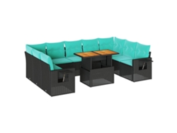 Maison Exclusive - Set De Sofás De Jardín Y Cojines 10 Pzas Ratán Sintético Negro