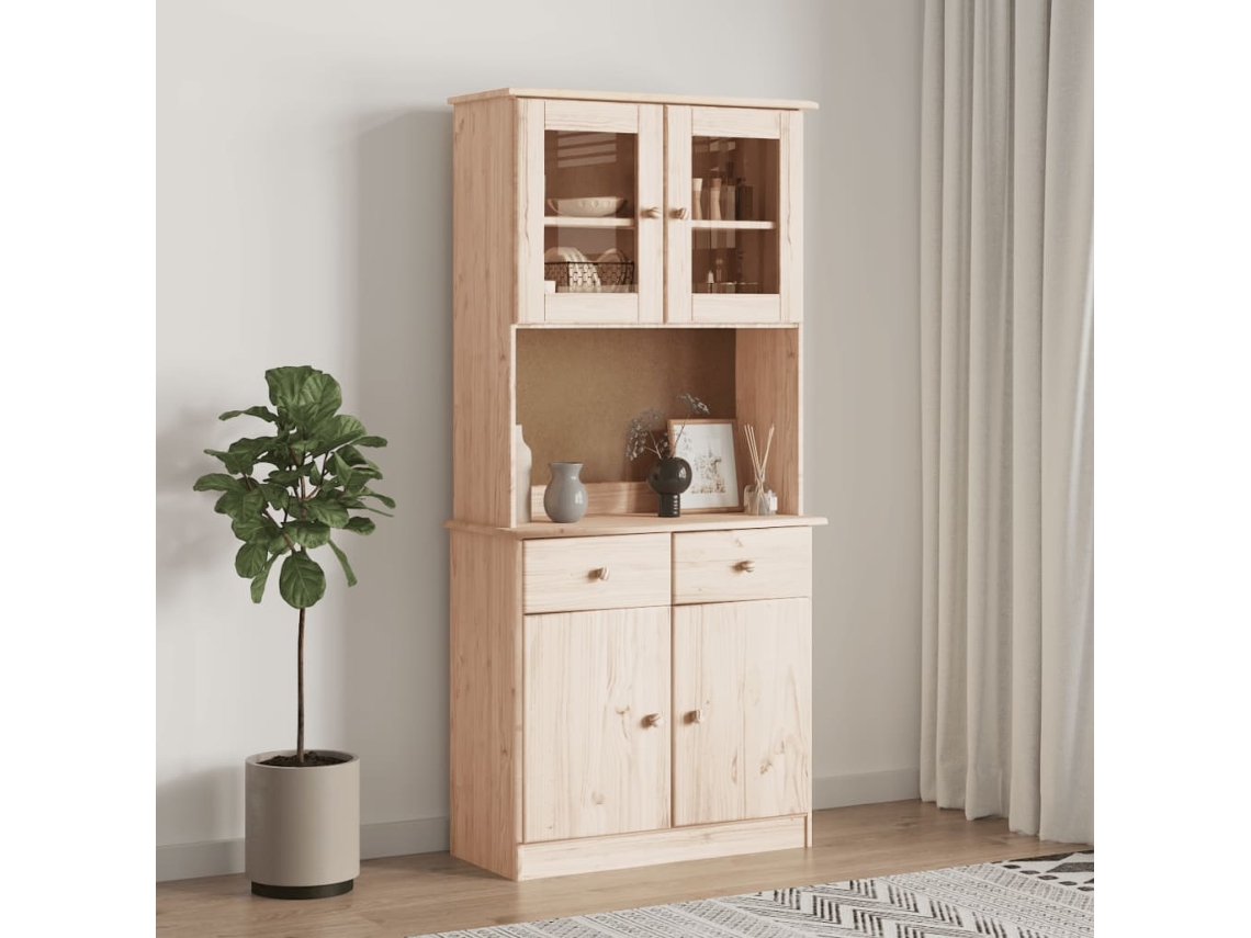 Aparador Alto Alta Madera Maciza De Pino 77x35x165 Cm