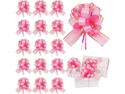 40 Lazos De Organza Rosa Con Diseño De Rayas Para Regalos De Navidad, Ideales Para Empaques Y Decoraciones.