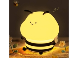 Luz de noche de abeja, bonito regalo de abejorro para niños, lámpara de silicona con forma de animal para guardería con 8 luces de colores (amarilla)