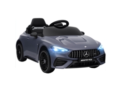 Coche eléctrico infantil Mercedes de 12 V con mando a distancia y luces LED grises.