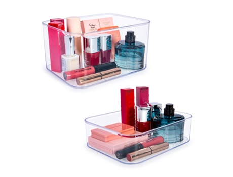 PLASTIC FORTE Set de 2 Organizadores de Cosmética Rectangulares Transparentes